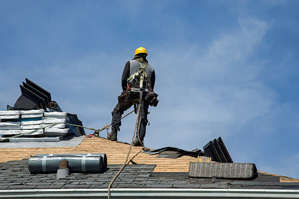 Professional Gutter Installation technician working in Meacham, OR